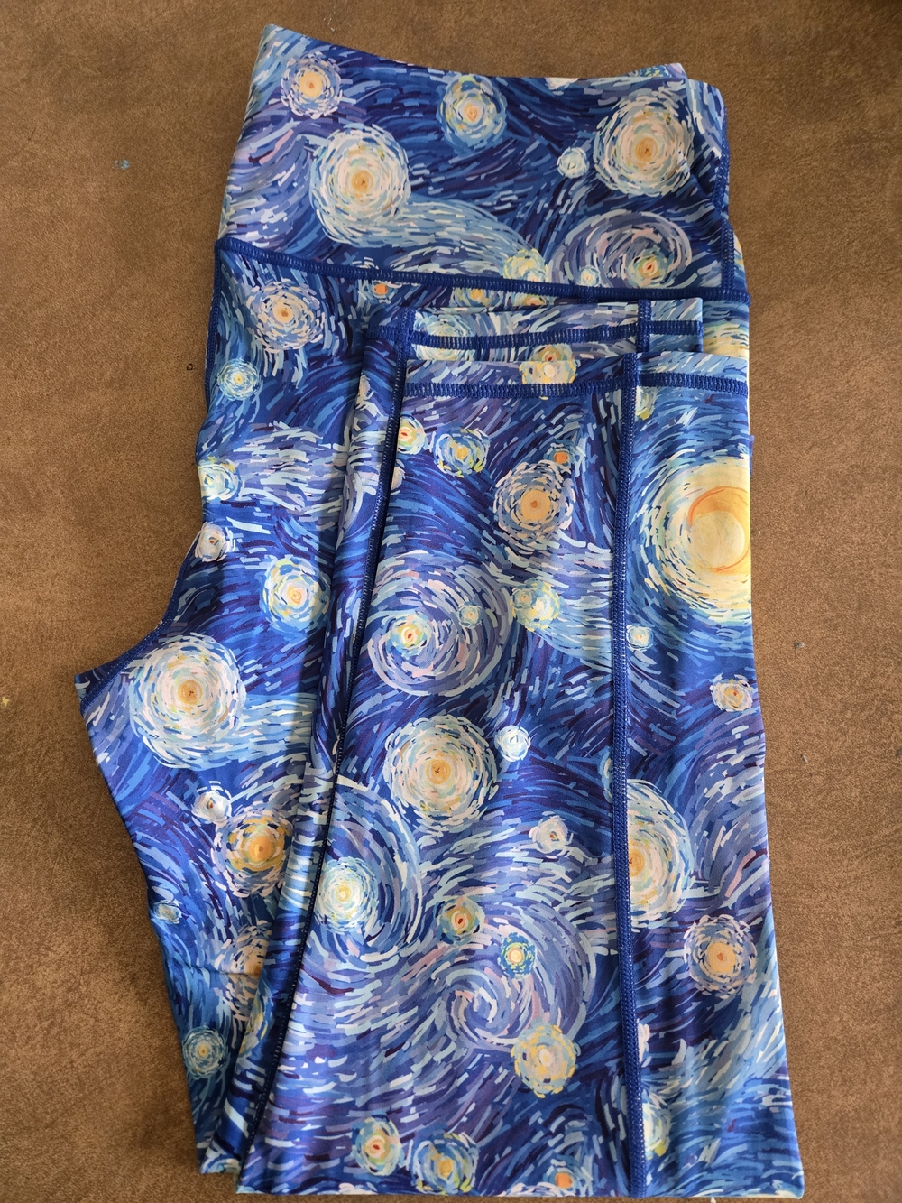 Constantly Varied Gear Swirling Blue & Yellow Active Leggings Starry Night